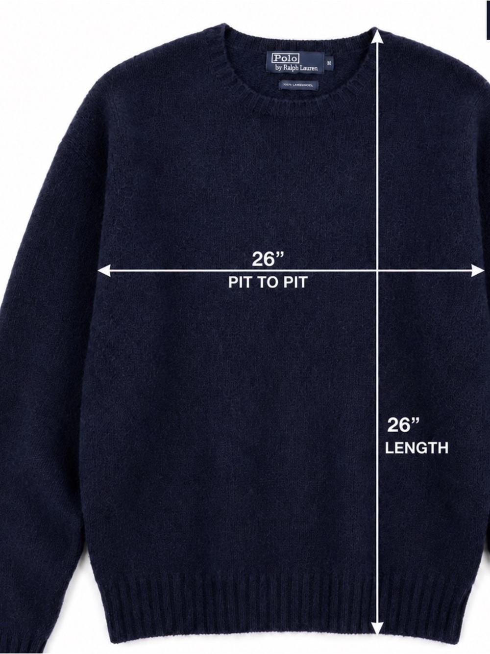 Vintage Polo Ralph Lauren Mens XL 100% Lambswool Navy Crewneck Sweater - Picture 6 of 6